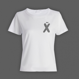Женская прикольная футболка с маленьким принтом "буква Х*Й"